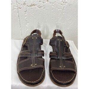 DR MARTENS MENS SIZE 13 BROWN LEATHER SLIP ON SANDALS